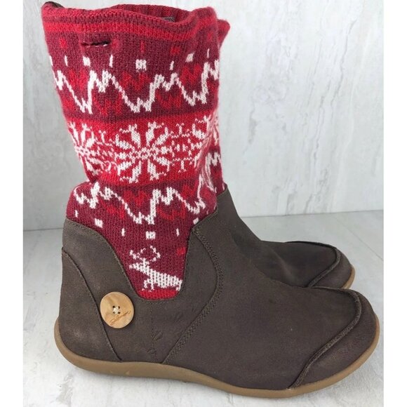 Salomon Bliss Convertible Women’s size 5.5 Red Brown Leather Pull On Boots Shoes - Picture 1 of 12